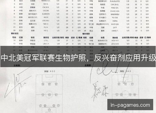 中北美冠军联赛生物护照，反兴奋剂应用升级